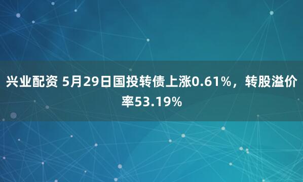 兴业配资 5月29日国投转债上涨0.61%，转股溢价率53.19%