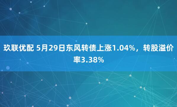 玖联优配 5月29日东风转债上涨1.04%，转股溢价率3.38%