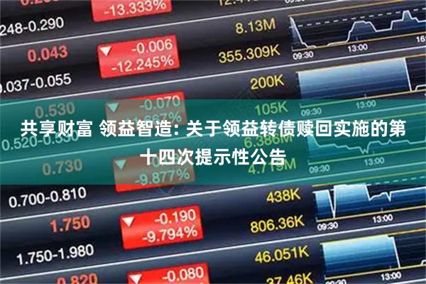 共享财富 领益智造: 关于领益转债赎回实施的第十四次提示性公告