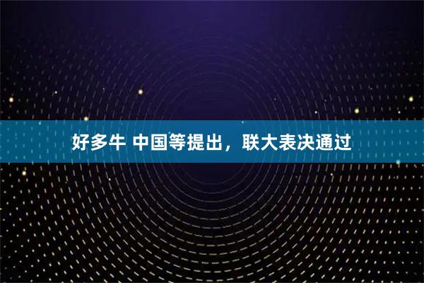 好多牛 中国等提出，联大表决通过